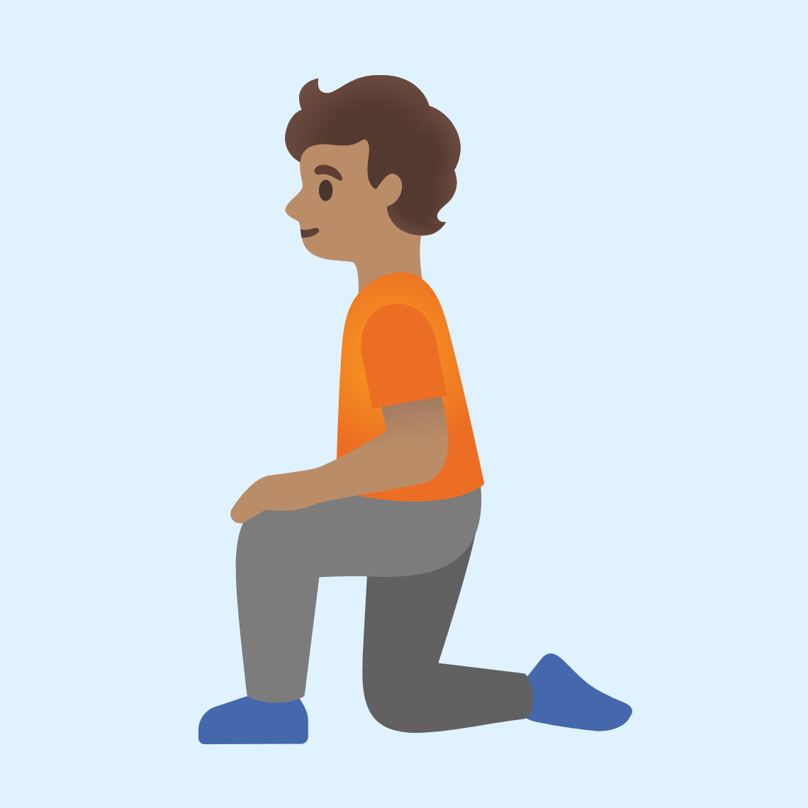 π§π½ Person kneeling: medium skin tone
