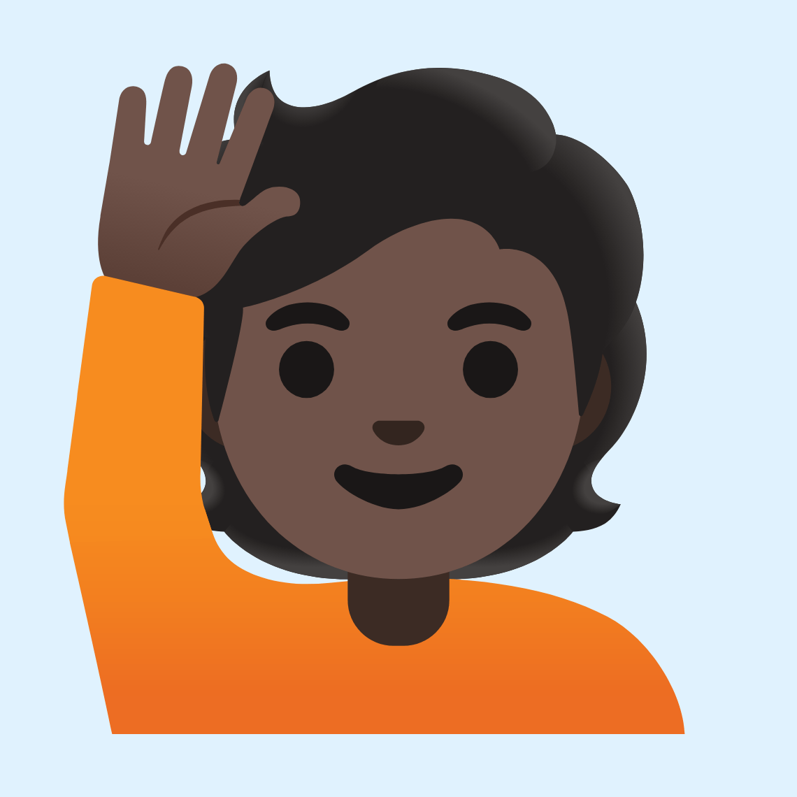 ππΏ Person raising hand: dark skin tone