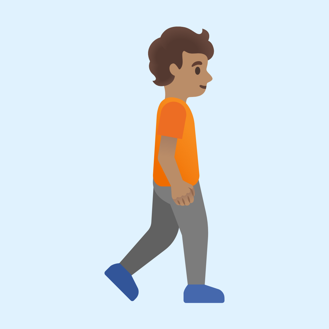 πΆπ½ββ‘οΈ Person walking facing right: medium skin tone