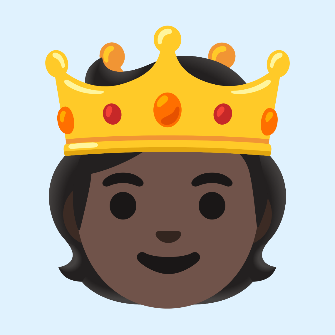 π«
πΏ Person with crown: dark skin tone