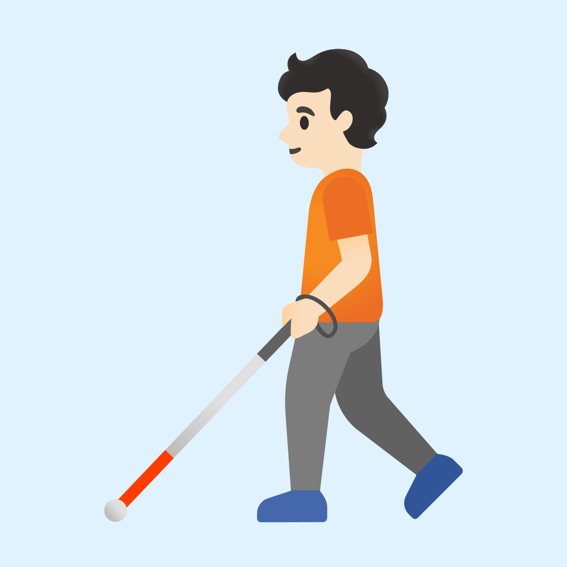 π§π»βπ¦― Person with white cane: light skin tone