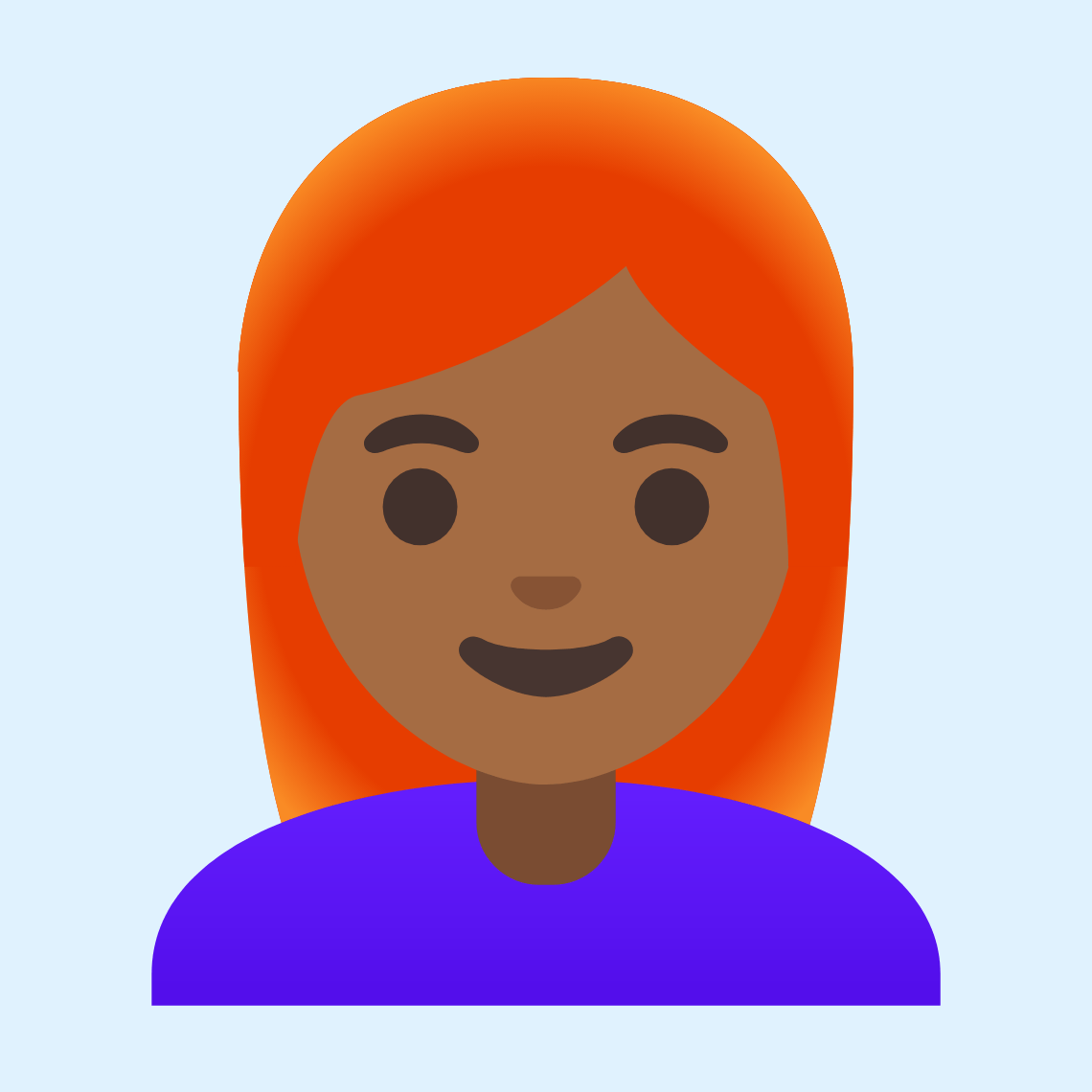 π©πΎβπ¦° Woman: medium-dark skin tone, red hair