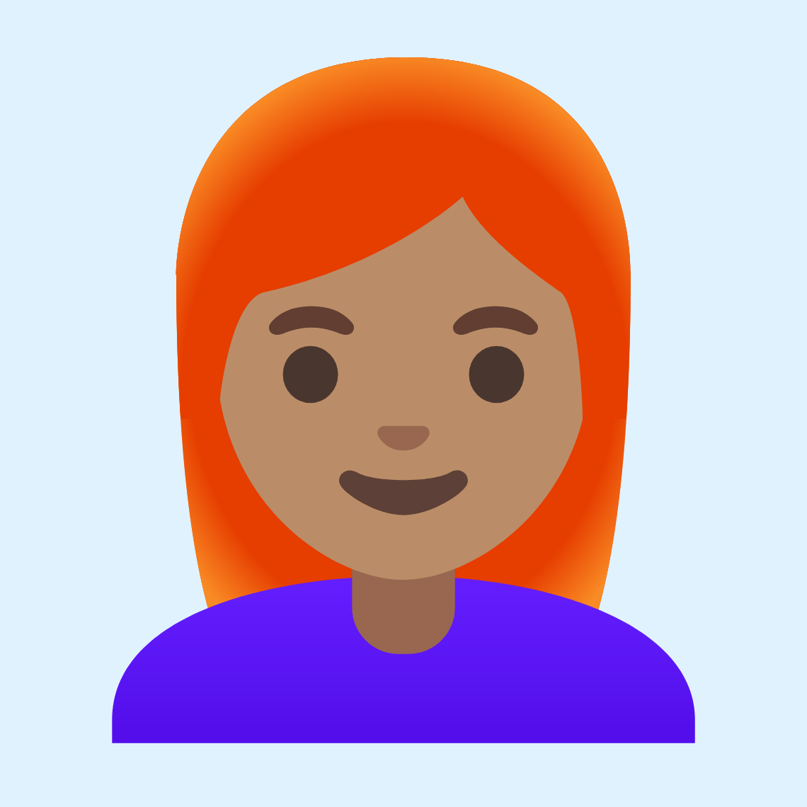 π©π½βπ¦° Woman: medium skin tone, red hair