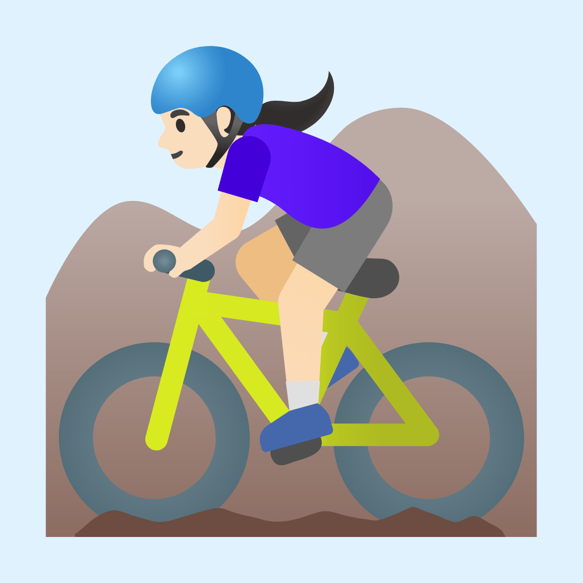π΅π»ββοΈ Woman mountain biking: light skin tone