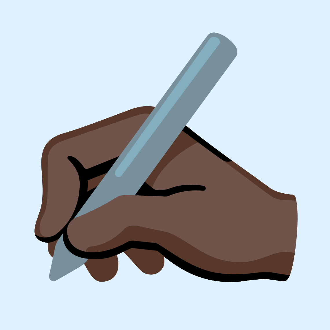 βπΏ Writing hand: dark skin tone
