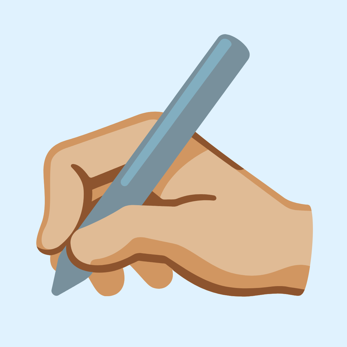 βπΌ Writing hand: medium-light skin tone