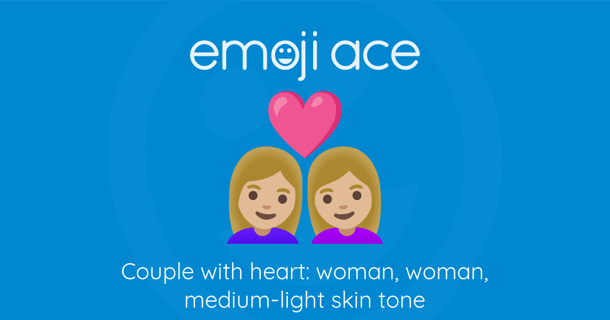 👩🏼‍ ️‍👩🏼 Couple with heart: woman, woman, medium-light skin tone ...